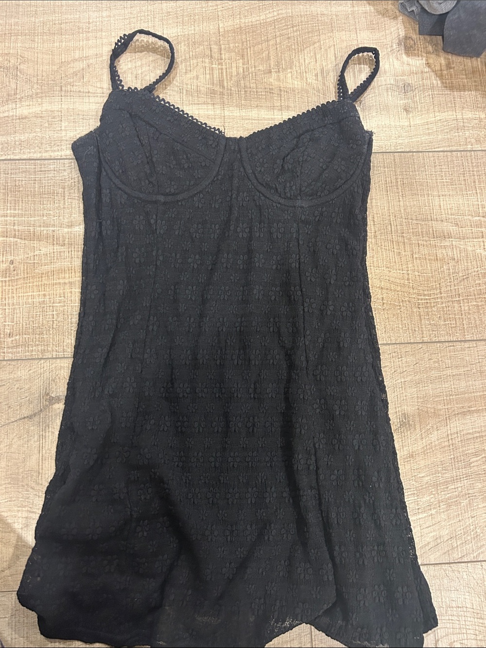 Le Lis Black Lace Chemise Slip